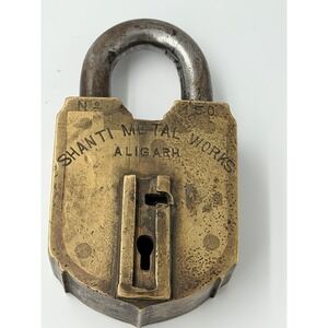 Shanti Metal Works Aligarh Brass Padlock Large Antique Lock No Key India Decor